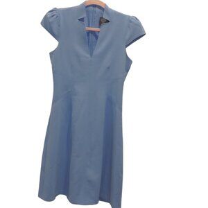 Vince Camuto Classic A‑Line Dress – Light Blue, Cap Sleeves, V‑Notch Neckline